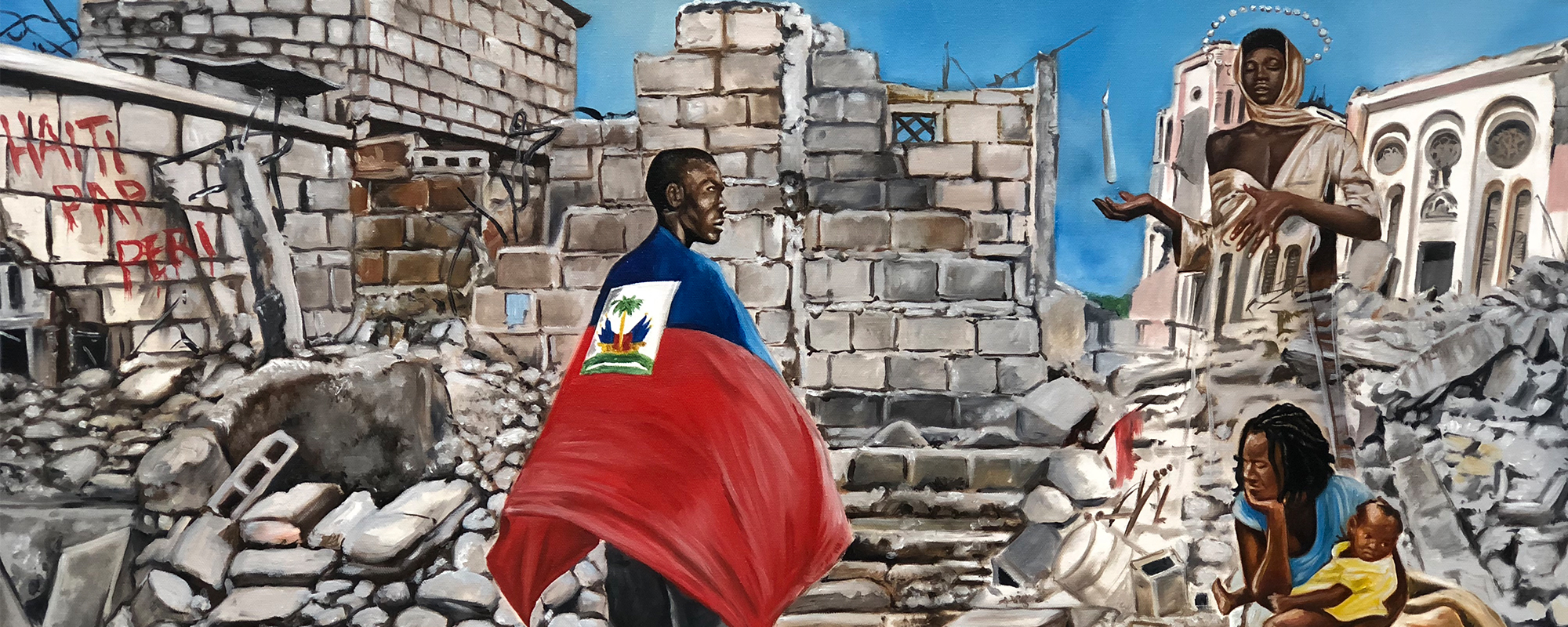 Haitian Rubble Painting - Artwork by Haitian Visual Artist in Roselle, NJ, Kervin Andre